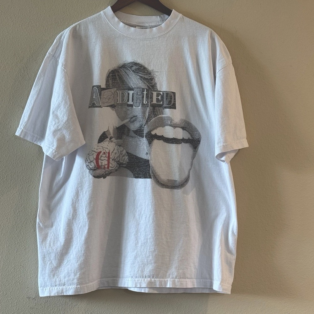 ADDICTED‎ Graphic T Shirt Shaka Wear SuperMAX Heavyweight White 2XL Streetwear